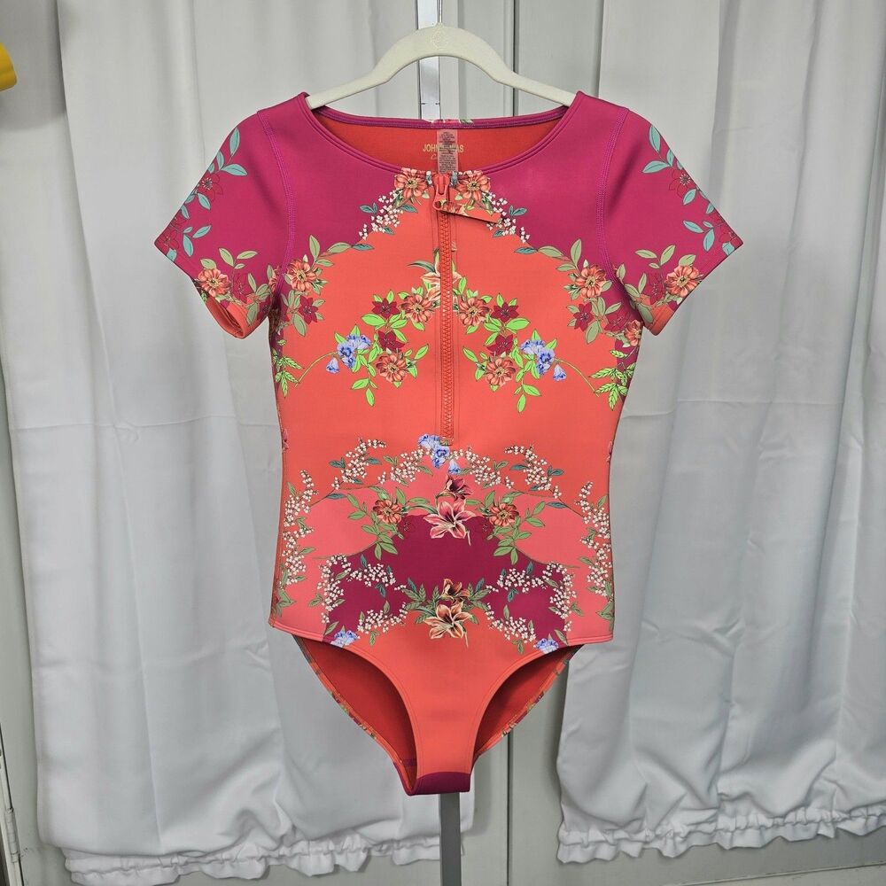 Johnny Was Wave Surf One Piece Neoprene Swimsuit Floral